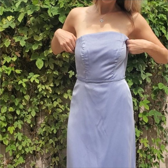 Vintage Watters and Watters Light Blue Strapless Chiffon Maxi Dress Size 2 - Picture 6 of 13